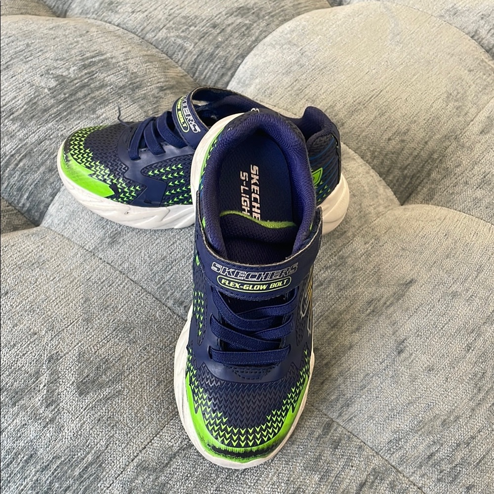 Skechers Blue and Green Sneakers with Velcro Straps